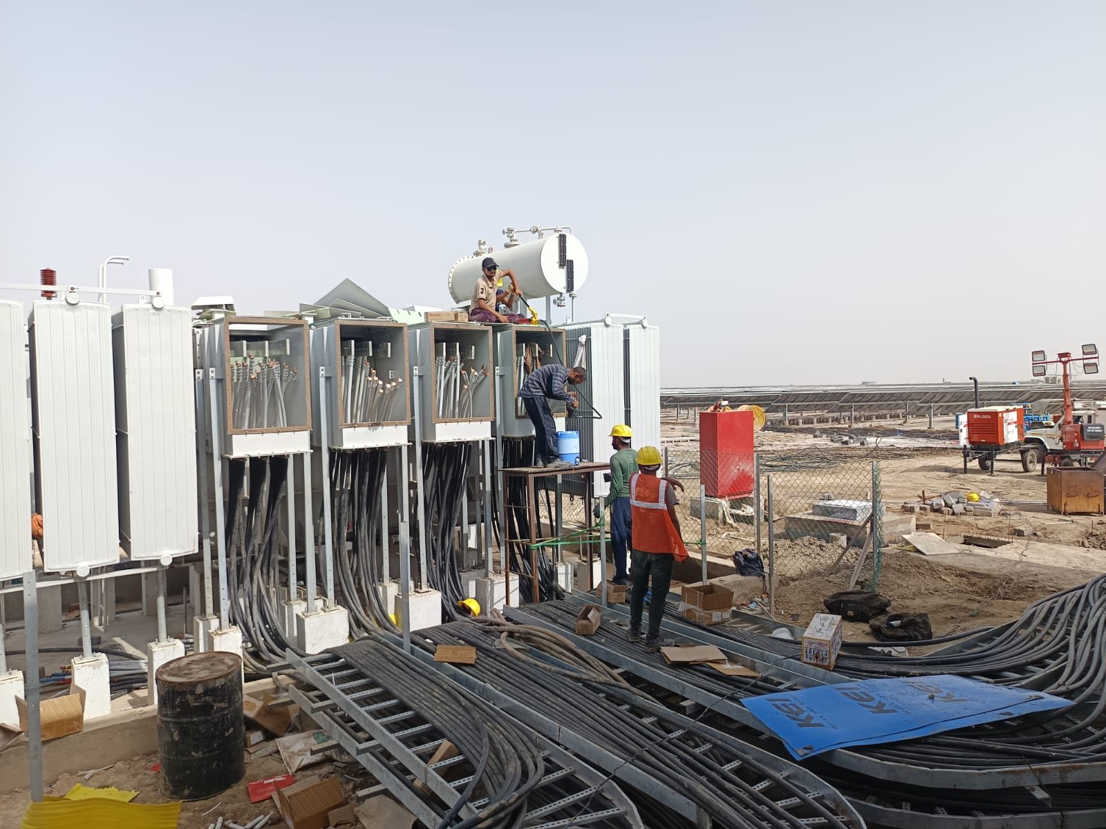 Large solar plant construction site